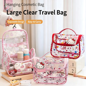 Kitty Clear Hanging Cosmetic Bag Waterproof Portable Travel Wash Bag Hook for cosmetic Toiletry Storage Organizer