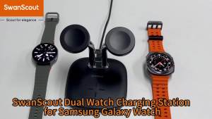 SwanScout Dual Watch Charger for Samsung Galaxy Watch Series Galaxy Buds for Galaxy Watch 9/Ultra 2/8 Classic/8/Ultra/7/6/6 Classic/5/4/3/Active 2 for Galaxy Buds4 Pro/3 Pro SwanScout 704S