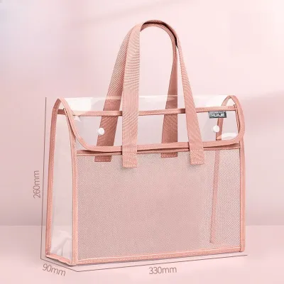 PVC Waterproof Student Subject Bag Tote Bag Tutoring Bag Transparent Exam Document Bag Test Paper Bag