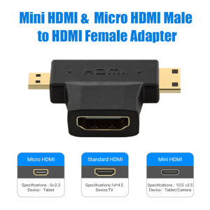 【Ready Stock】3 in 1 Micro HDMI Mini HDMI to HDMI Adapter 3D 1080P Male to Female HDMI Converter for Camera PC Project