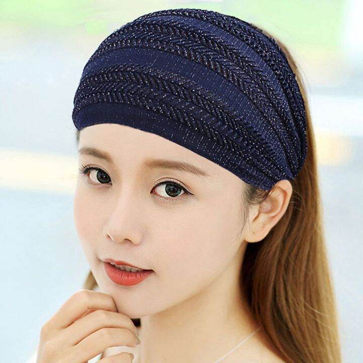 Sanhuiwu Vintage Retro Wash Face Solid Color Headwear Mesh Korean Style Hair Band Wide Edge 2945