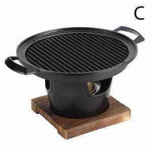 Alat Panggangan Arang Tungku BBQ Barbeque Meja Bulat Alat Panggang BBQ Japanese Grill Stove tungku arang portable Set kecil Grill Stove Anti Lengket Korean Barbeque kompor camping Outdoor Mini Japanese Grill Stove