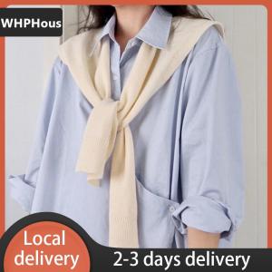 [COD] WHPHous Ship within 24 hours Korean Knitted Shawl Air-conditioned Room Female Blouse Shoulders Fake Collar Cape Knotted Scarf Solid Color Neck Guard Scarve