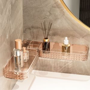 MOMO Bathroom Storage Rack 90° Rotating Traceless Wall Mounted Drain Shelf Kitchen Accessories Set