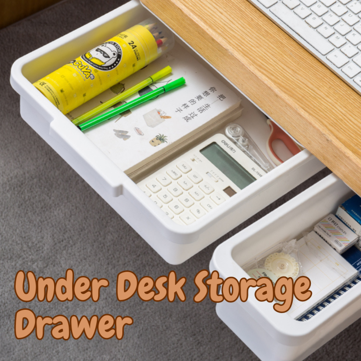 Under Desk Storage Drawer Hidden Organizer Box Computer Study Table ...