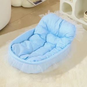 FOUNDTWO Viền ren Giường tổ mèo Lưới sọc Có thể tháo rời. Giường cho chó Dễ thương Chống trượt Tổ ngủ cho mèo Bốn mùa.