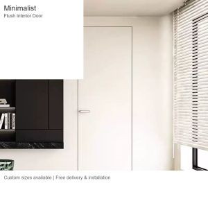 Minimalist Interior Door Hidden Frame Flush Design Aluminum Honeycomb Core Bedroom Bathroom HDB Condo Landed Custom Size