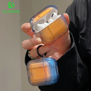 FLOVEME INS Gradient Sunset Orange Jelly Headset Protective Case For Airpods Pro 1 2 Earphone Cover For Air pods 3 New Clear Bag Keyring