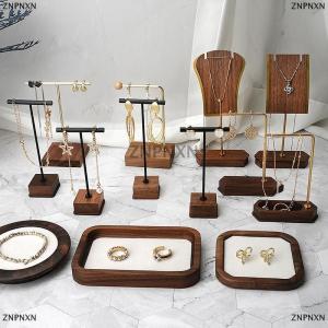 [COD] ZNPNXN Jewelry Display Stand Necklace Earrings Jewelry Copper Wood Jewelry Display Props Shooting Jewelry Booth Display Pieces