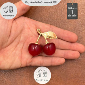 Charm Cherry Đỏ Ombre Móc Khóa | Phụ Kiện Trang Trí Túi Xách Ví Bóp Handmade | Cherry Resin Cuống Hợp Kim Kẽm Chống Gỉ