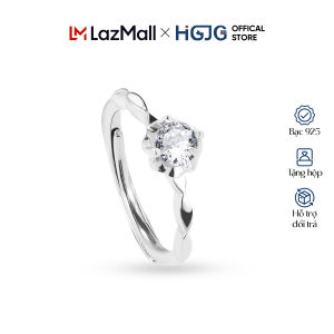 Nhẫn Bạc Nữ Bạc 925 HGJG Đính Đá Giữa Sang Trọng Quà Tặng Bạn Gái Ý Nghĩa An Toàn Da Tay