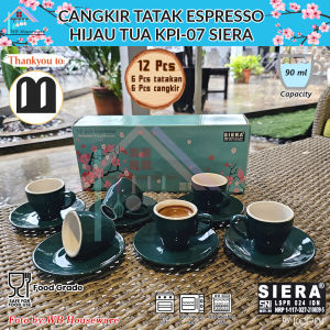SIERA cangkir set espresso 90ml warna hijau tua / Cangkir Kopi Mini cup and saucer limited color KPI-07