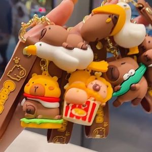 Capybara Cute 3D Cartoon Keychain Soft PVC Bag Charm Kawaii Animal Key Ring Gift for Kids