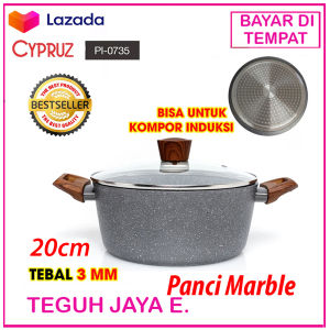 PASTI ORIGINAL - Cypruz Marble Series Gg.Coklat Kayu: Panci+Tutup 20cm PI-0735- KUALITAS PREMIUM- PROMO