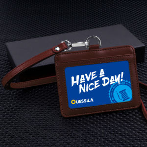 New Genuine Leather ID Badge Holder Access Control Card Holders with Leather Neck Lanyard Formal Staff Office Worker Supplies ID Card Case Work Name tag