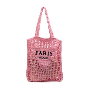 LILI TOY Large Capacity Straw Bag Letter Fashion Summer Shoulder Bag Casual Bohemian Beach Handbag Girls