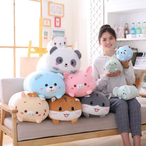 Cute Animal Cushion Dinosaur Pig Cat Bear Frog Plush Toy Soft Cartoon Panda Chick Hamster Elephant Deer Stuffed Doll Girl Pillow Gift