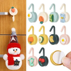 Cute Wall Hooks Key Holder Door Hanging Plastic Self Adhesive Wall Hanger Cartoon Fruits Shape Hook for Kids Room Home Decor