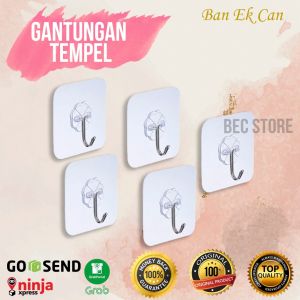 [5 Pcs] Gantungan Dinding Tempel Hook Transparan Waterproof Dinding Lemari Hanger Serbaguna  Gantungan Cantolan Pakaian Baju Barang Kail Kuat  Hook Hanger Suction Tanpa Paku Bor