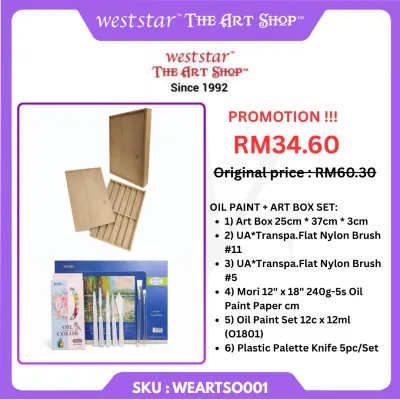 [WE-ARTS] OIL PAINT ART BOX SET Complete Oil Painting Starter Set Oil Paint Set – Art Box Bundle WORLD ART DAY PROMOTION