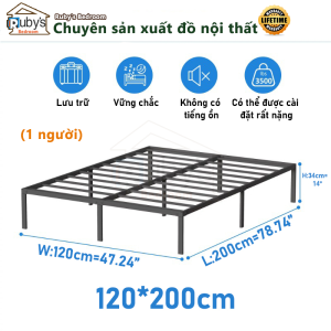 giường gấp gọn Giường sắt hộp vuông giường 1m6 x 2m màu trắng đen mẫu hiện đại bền