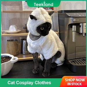 Teekland quần áo cho mèo với mũ len ấm áp bốn chân Áo Thun Kitten Áo khoác chó con cừu hai mặt nhung Pet mùa thu đồ ngủ mùa đông cho Devon Rex sphynx