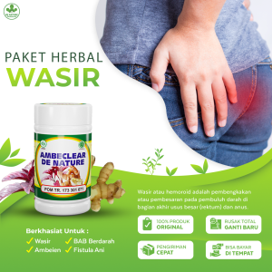 Ambeclear Obat Wasir Ambeien Ambeyen Luar dan Dalam Benjolan Hemoroid Ambeklir Herbal De Nature