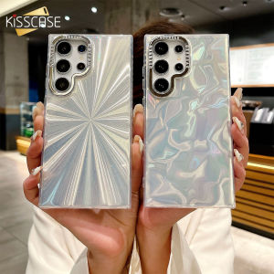 KISSCASE Luxury Laser Feather Phone Case For Samsung S24 S23 S22 Ultra S24 S23 Plus Plating Lens Protection All-inclusive Hard PC Anti-fall Shockproof Back Cover For Samsung S24 S23
