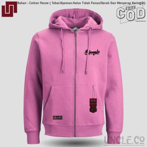 Uncle.CO Jaket Sweater Hoodie Zipper Polos List Simple .- Merah/Hitam/Abu/Marun/Dongker/Mustard