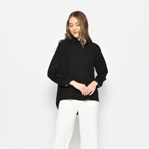 QUEENTIN Kemeja Casual Wanita 0087 Katun Rayon Polos Premium Lengan Panjang