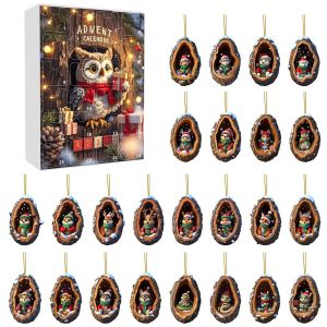 [COD] 2026 Christmas Countdown Calendar Blind Tree Cave Christmas Decoration Acrylic Car Hanging Ornament