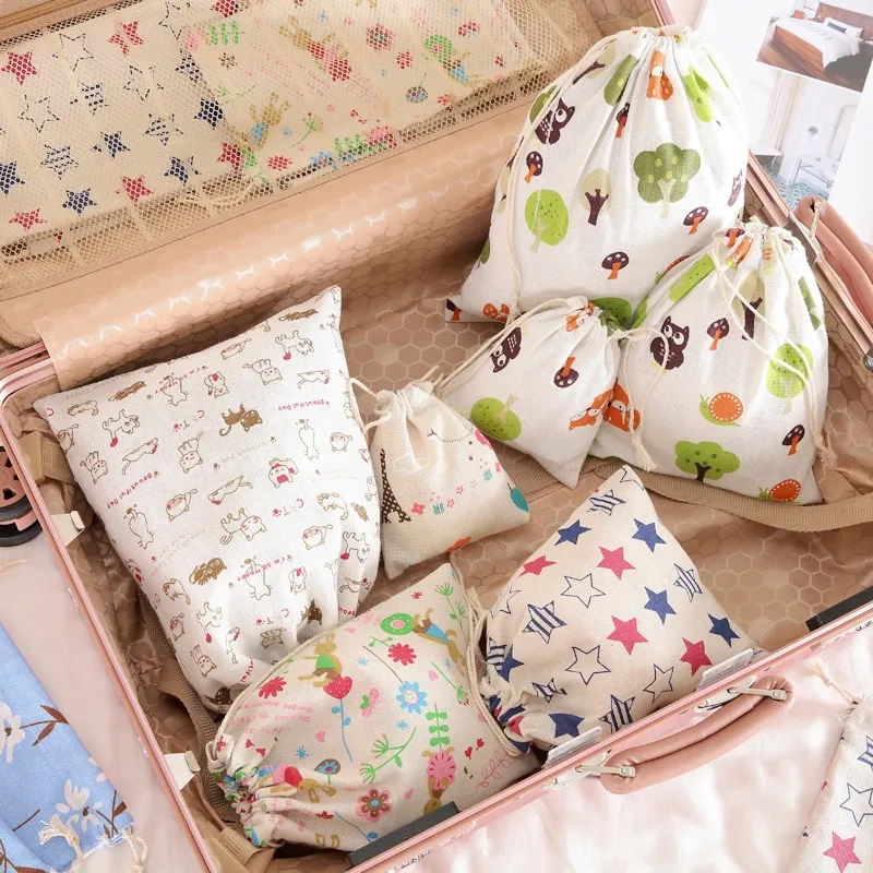 Mini drawstring bag pouch cloth linen bags accessories storage