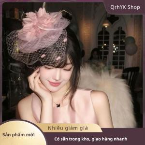 Hàng có sẵn✨ Retro Hoa Lớn Top Hat Tóc Clip Đen Lưới Hat Với Lông Tóc Clip Wedding Prom Party Phụ Kiện Headband Cho Phụ Nữ