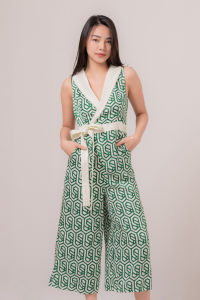 RIMINI - Jumpsuit Wanita Printing Kekinian Kulot Lengan Putungan Tali Depan Cantik Size XS - XL - Lalyn Jumpsuit 524935