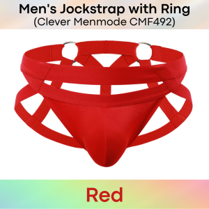Mens Jockstrap : Double Cross with Metal Ring Underwear (Clever Menmode CMF492)
