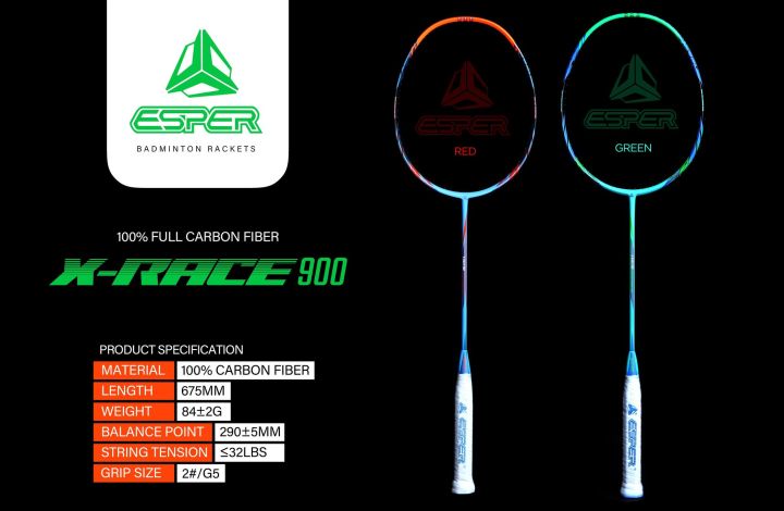 X-Race 900 | Esper Badminton Racket | 100% Full Carbon Fiber | High ...