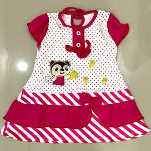 SETELAN DRESS BAYI + CD / SET DRESS BAYI POLKADOT PINK & RED / SETELAN ROK ANAK BAYI PEREMPUAN LUCU / DRESS BABY GIRL PITA / DRESS CANTIK BABY NEWBORN - 1 TAHUN
