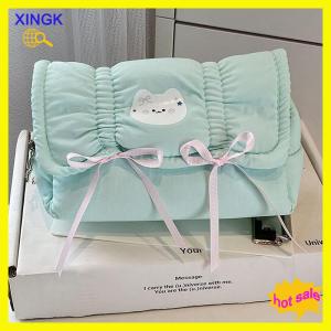 XINGK Dễ thương Bow bút chì Túi sinh viên bút Pouch công suất lớn văn phòng phẩm lưu trữ túi bút chì trường hợp nguồn cung cấp