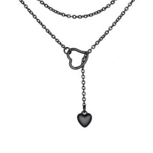 Versatile Front Adjustable Necklace Fashionable Long Necklace Featuring Double Heart Pendant for Fashion Enthusiasts