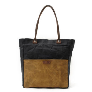 Korean-style fashion new oil wax canvas womens bag simple waterproof fabric bag vintage color-blocking shoulder bag handbag for shopping
