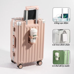 VALI du lịch khung nhôm bo góc kim loại cao cấp chống va đập Vali du lịch size 20/22/24/26 inch