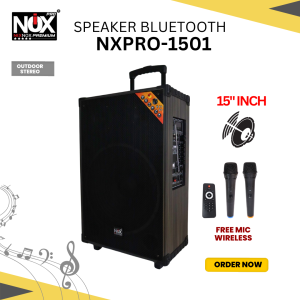 SPEAKER BLUETOOTH NIXNOX PREMIUM PRO NX-1501 + FREE WIRELESS MIC || 15 INCH DOUBLE SPEAKER FULLBASS
