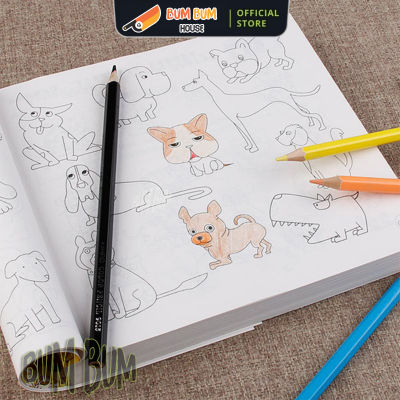 Bộ tập tô màu 5000 hình cho bé TẶNG HỘP BÚT 12 MÀU, vở tô màu động vật, giao thông, xe cộ chất liệu an toàn cho bé - Bum Bum House