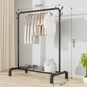 【SG stock】💥Simple drying rack floor-to-ceiling folding bedroom single pole indoor drying rod hanging hanger balcony drying clothes rack household💥