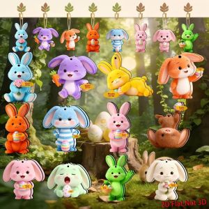 [COD] Bestselling 12-piece set of Easter wooden hanging decorations 2026 Easter decoration colorful rabbit pendants