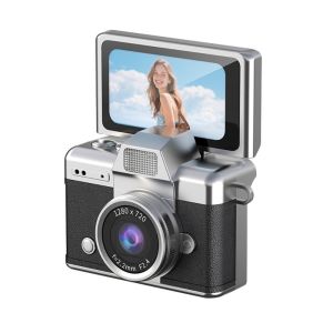 NOBLELYN Phong cách retro Camera CCD mini Màn hình lật Đèn pin Máy ảnh kỹ thuật số Độ phân giải HD Máy quay phim bỏ túi Du lịch ngoài trời