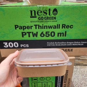25 PCS Mangkok Oval Paper Thinwall Laminasi Nesto Kraft | Kotak Makan Persegi Panjang Ukuran 650Ml & 800Ml / Paper Thinwall 650 ML & 800 Ml Isi 25PCS Go Green | Mika Bento Makanan ASN PTW