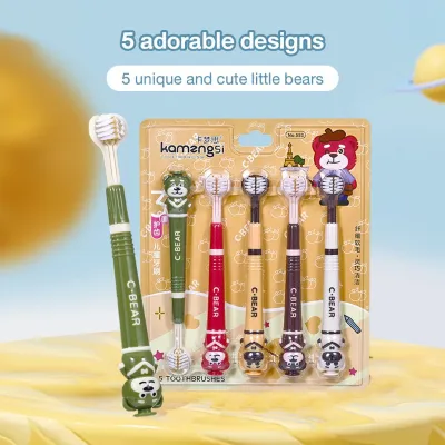 Kids Toothbrush Cute Dinosaur Design Soft 012mm Bristles Deep Cleaning Baby Toothbrush Set