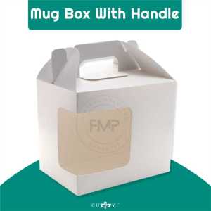 FMP CUYI 50pcs Side Window Mug Box With Handle Plain White Mug Gift Box Giveaway Box