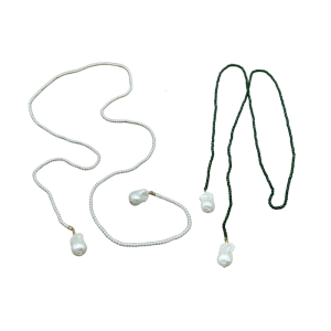 Elegant Long Green Spinel and Imitation Pearls Layer Beaded Necklace for Women Fashion